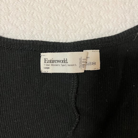 Black Entireworld Elbow Length Ribbed Shirt, Type C Version 5, L - Picture 3 of 3